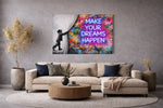 Graffiti Gordijn Canvas Schilderij