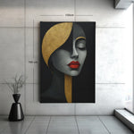 Abstracte Vrouw Canvas Schilderij Zwart Goud