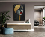 Abstracte Vrouw Canvas Schilderij Zwart Goud