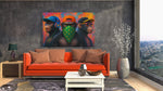 Drie Apen in Stijl Canvas Schilderij