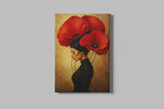 Rode Klaprozen Vrouw Canvas Schilderij