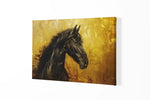Paard met Gouden Kunst Canvas Schilderij