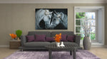 Witte Paarden met Bloem Canvas Schilderij