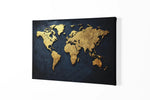 Wereldkaart Goud Canvas Schilderij
