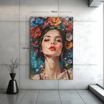 Vrouw kunst bloemen Canvas Schilderij
