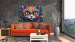 Canvas Schilderij Kleurrijke gezicht van een kat