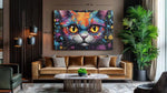 Canvas Schilderij Kleurrijke gezicht van een kat
