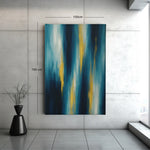 Abstract Blauw en Goud Canvas Schilderij
