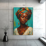 Vrouw met Kleurrijke Hoofddoek Canvas Schilderij