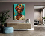 Vrouw met Kleurrijke Hoofddoek Canvas Schilderij