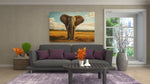 Olifant op Savanne Canvas Schilderij