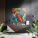 Zebraprofiel in regenboogkleuren – Dibond Schilderij