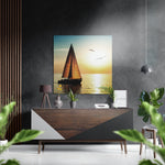 Zeilen naar de zonsondergang – Dibond Schilderij