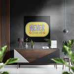 Geel neonbord met de tekst Never Give Up – Dibond Schilderij