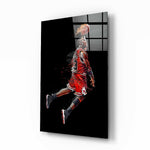 Vibrant Basketball Legend Glass Wall Art