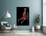 Vibrant Basketball Legend Glass Wall Art