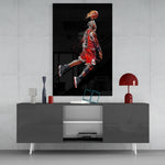 Vibrant Basketball Legend Glass Wall Art