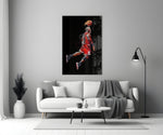 Vibrant Basketball Legend Glass Wall Art