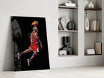 Vibrant Basketball Legend Glass Wall Art