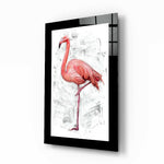 Eenzame Flamingo – Glasschilderij
