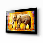 Oranje Abstracte Olifant – Glasschilderij