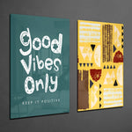 Good Vibes Only 2 Pieces Combine Glass Wall Art