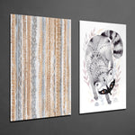Raccoon 2 Pieces Combine Glass Wall Art