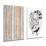 Raccoon 2 Pieces Combine Glass Wall Art