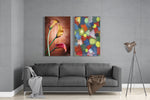 Tulips and Shapes 2 Pieces Combine Glass Wall Art