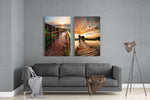 Sunsets 2 Pieces Combine Glass Wall Art