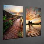 Sunsets 2 Pieces Combine Glass Wall Art