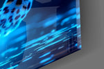 Neon Blue Leopard Glass Wall Art