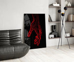 Abstract Red Hand Outline Glass Wall Art