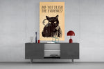 Vintage Cat Detective Glass Wall Art