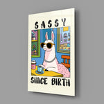Sassy Llama in Sunglasses Glass Wall Art
