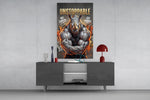 Unstoppable Muscular Rhino Glass Wall Art