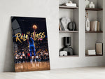 Relentless Gold Crown Basketball Jump Glass Wall Art