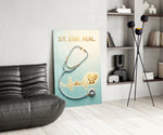 Sit Stay Heal Veterinary Stethoscope Glass Wall Art