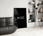 Rich Risk Silver Interlock Typography Glass Wall Art