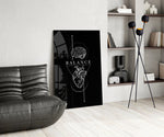 Balance Brain Over Heart Black Line Art Glass Wall Art