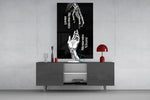 Skeletal and Living Hands Memento Mori Glass Wall Art