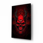 Third Eye Red Horned Skull Glass Wall Art