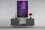 Neon Purple Jungle Glowing Rainforest Glass Wall Art