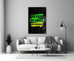 No Limits No Excuses Neon Green Glass Wall Art