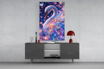 Violet Galaxy Crystal Swan Glass Wall Art