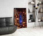 Starlit Library Floating Books Glass Wall Art