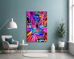 Neon Rainbow Infinity Corridor Glass Wall Art