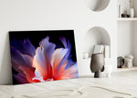Abstract Petal Bloom Purple and Coral Glass Wall Art