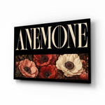 Anemone Scarlet and Ivory Dark Floral Glass Wall Art