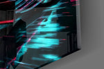 Red Racer Cyan Light Streaks Glass Wall Art